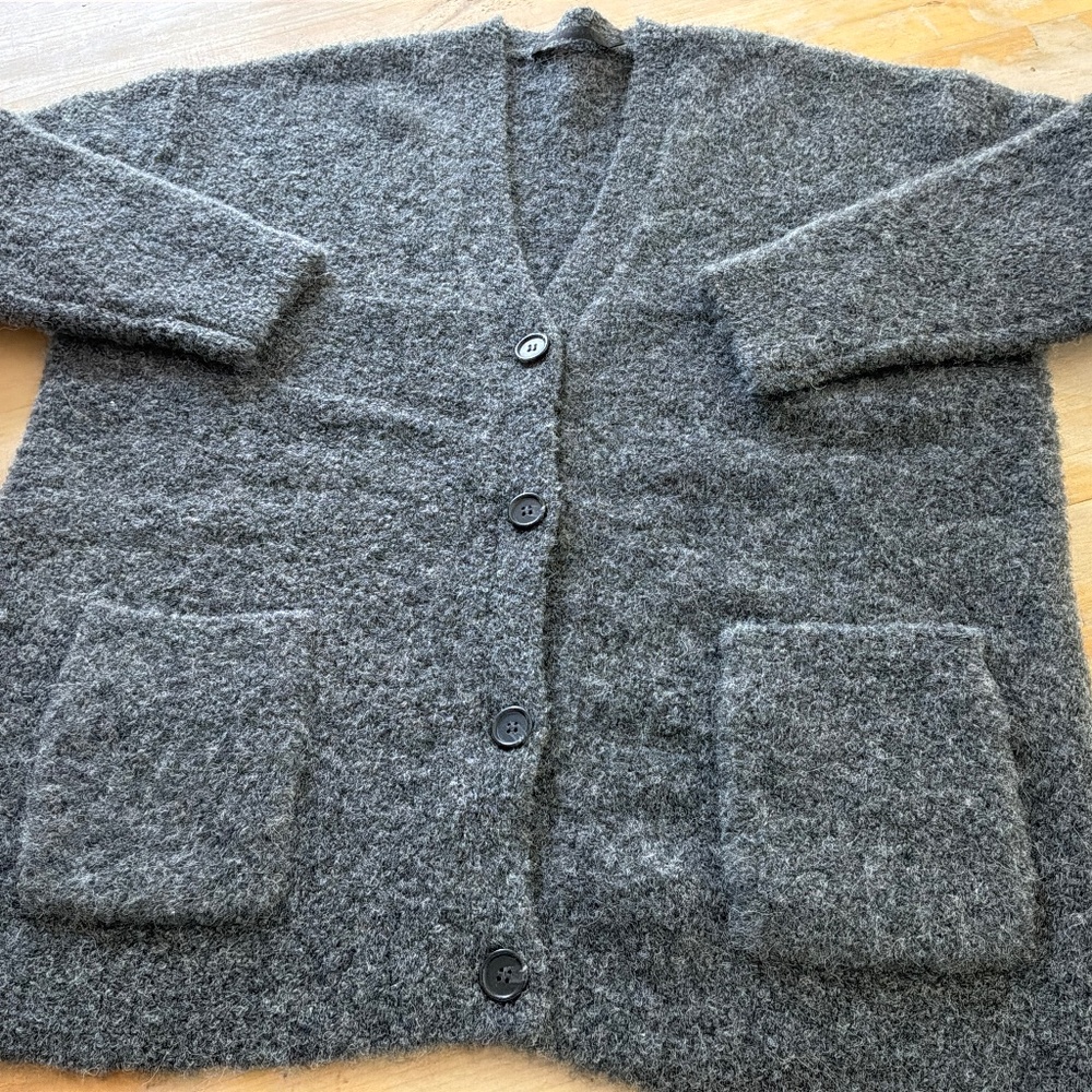 JENNI KAYNE GRAY BOUCLE COCOON CARDIGAN/NWOT